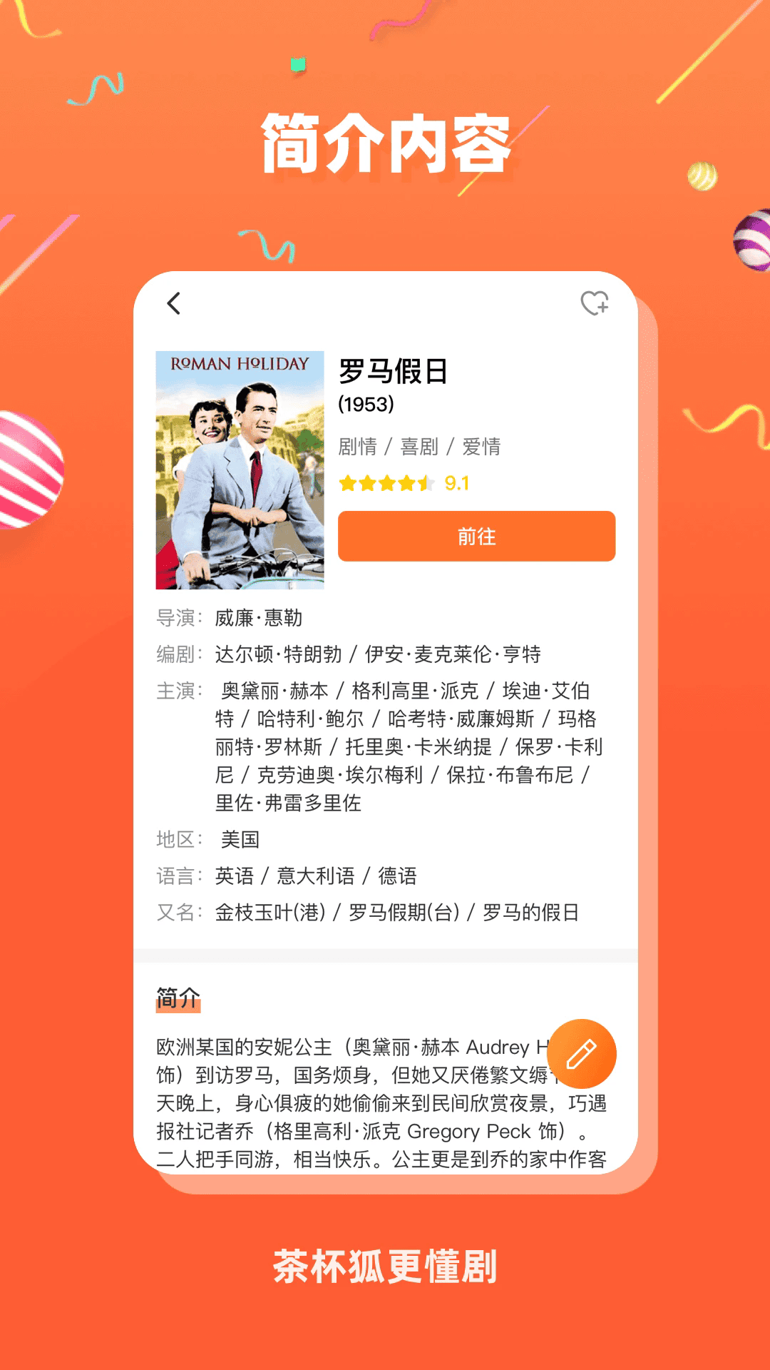 cupfox应用内影片简介与演职员实拍内容
